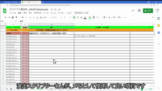 演出スクリプター向け、スプレッドシート使い方2